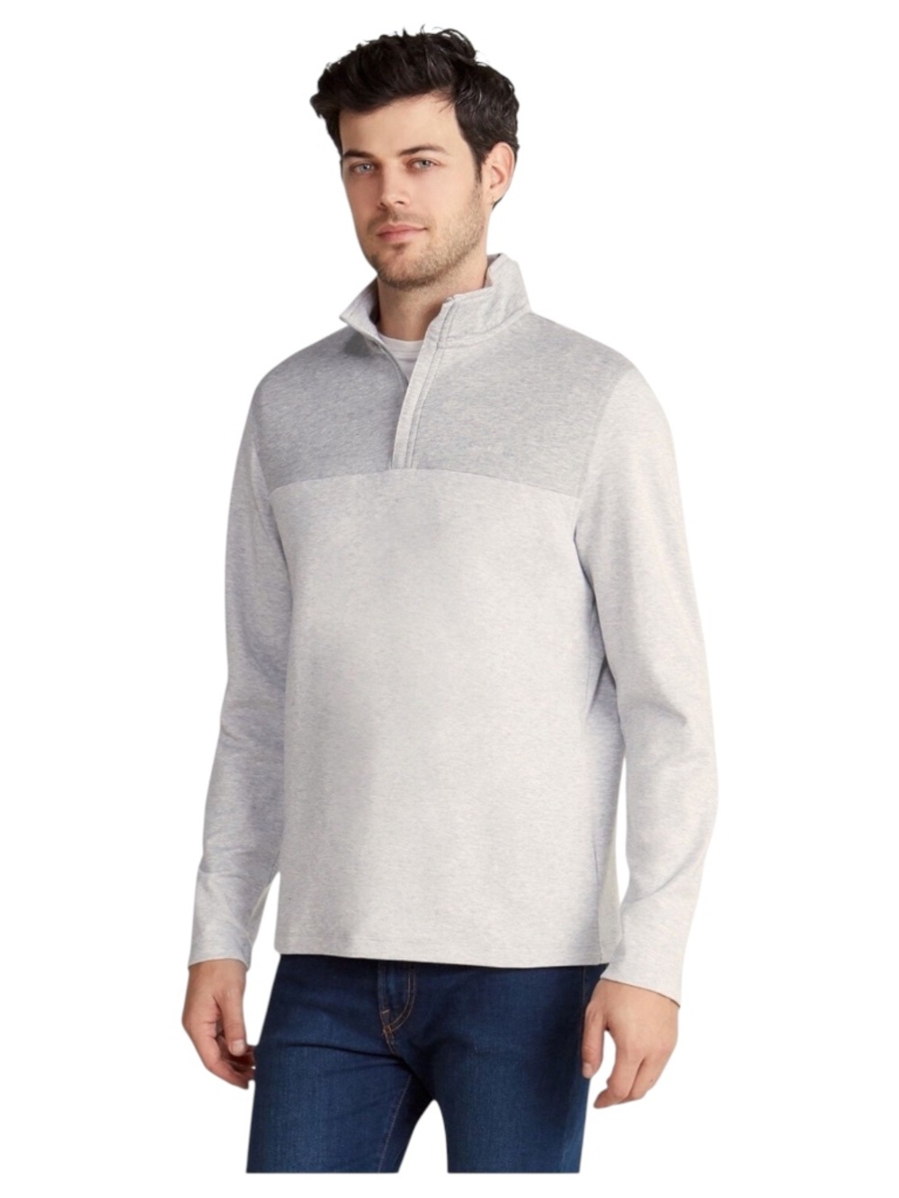 Calvin Klein Sweatshirt Mens Large Gray Quarter Zip Pullover Long Sleeve NEW